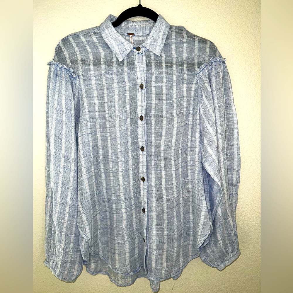 Free People Blue Button Down Size Small